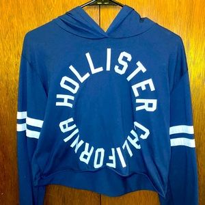 Navy Blue Hollister Graphic Tee with Hood